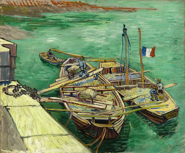 Quay with Men Unloading Sand Barges, Vincent van Gogh by Masterful Masters