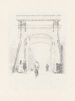 Dessin photographique d'un cycliste dans la neige sur le Pont Maigre d'Amsterdam