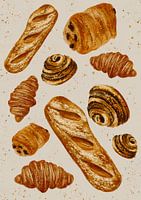 Franse Broodjes Waterverf Patroon – Bakkerskunst in Aquarel
