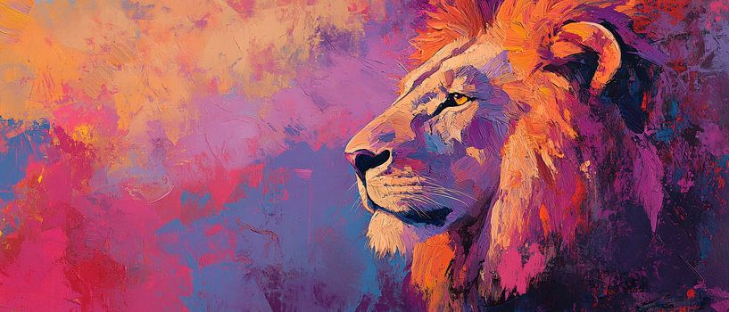 Majestätischer Löwe in leuchtenden Farben von Poster Art Shop