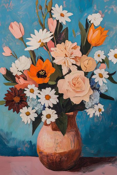 Farbexplosion TerraPink auf Blau von Bianca ter Riet