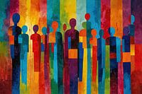 Groupe abstrait de personnes aux couleurs vives