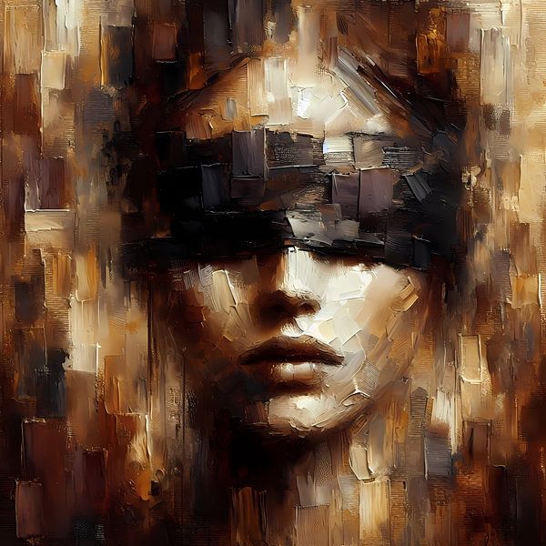 woman blindfolded by FoXo Art
