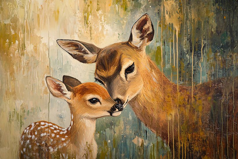 Mother deer and fawn painting by Imperial Art House