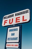 Retro petrol station sign along the road in Australia