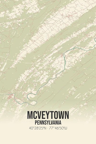 Alte Karte von McVeytown (Pennsylvania), USA. von Ortsdrucke