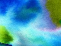 Ein frisches Bad - handgefertigte Aquarellmalerei