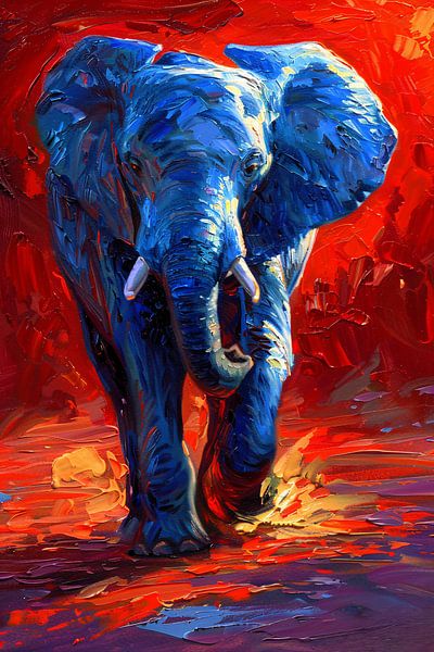 Peinture expressive d'éléphants aux couleurs vives par Art & Soul Creations