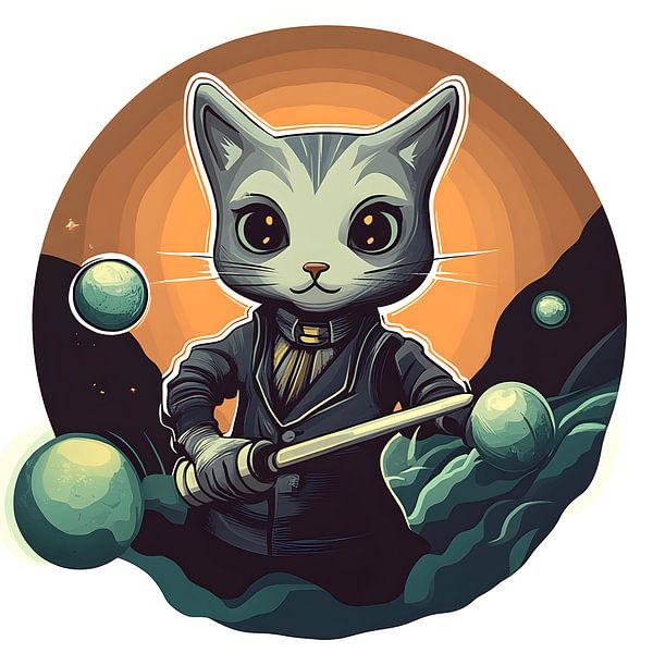 Kosmisches Billard - Felines Superhirn von Vythryd Arts