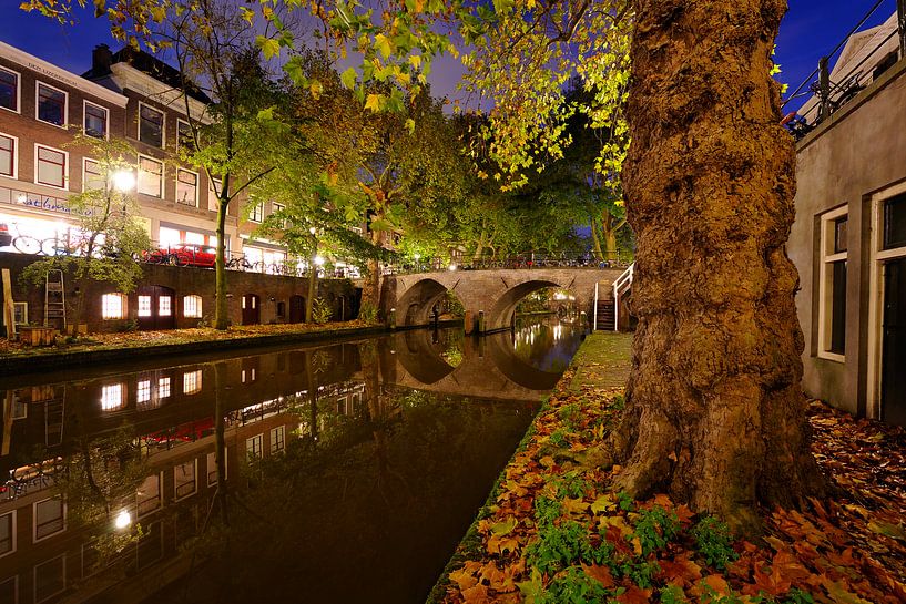 Oudegracht in Utrecht with the Orphan Bridge  by Donker Utrecht