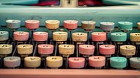 Retro keyboard typewriter in pastel