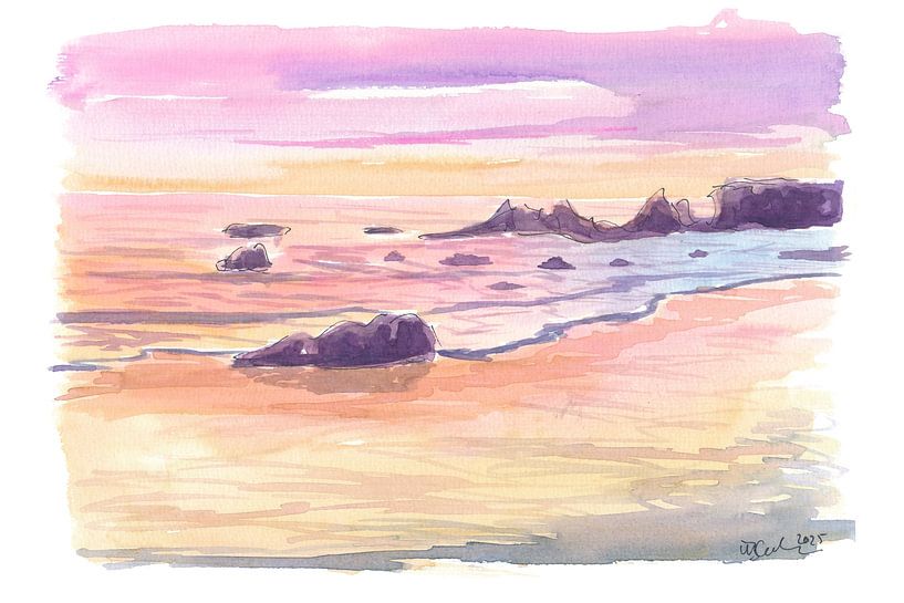 El Matador State Beach Malibu at dusk in California by Markus Bleichner