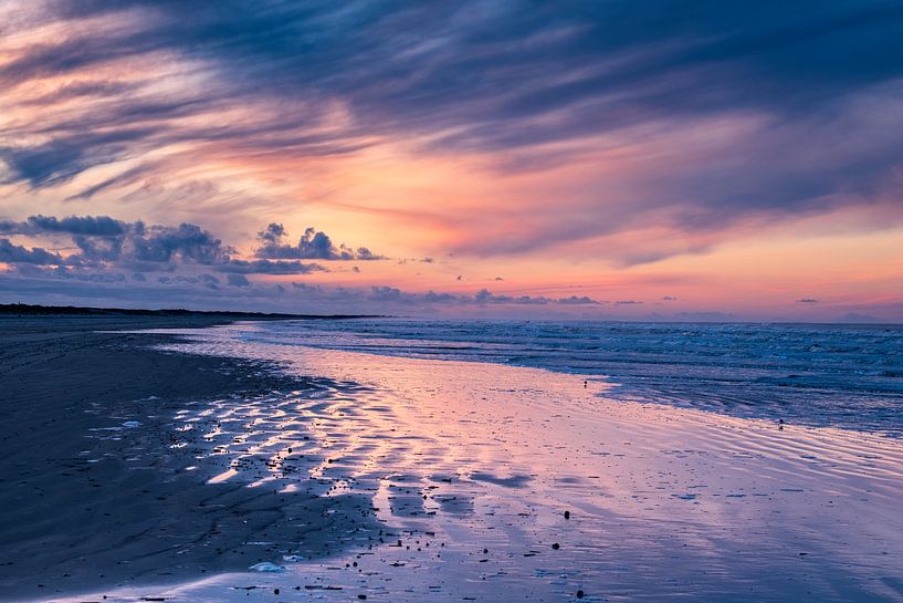 Sunset on the beach of Ameland by Evert Jan Luchies