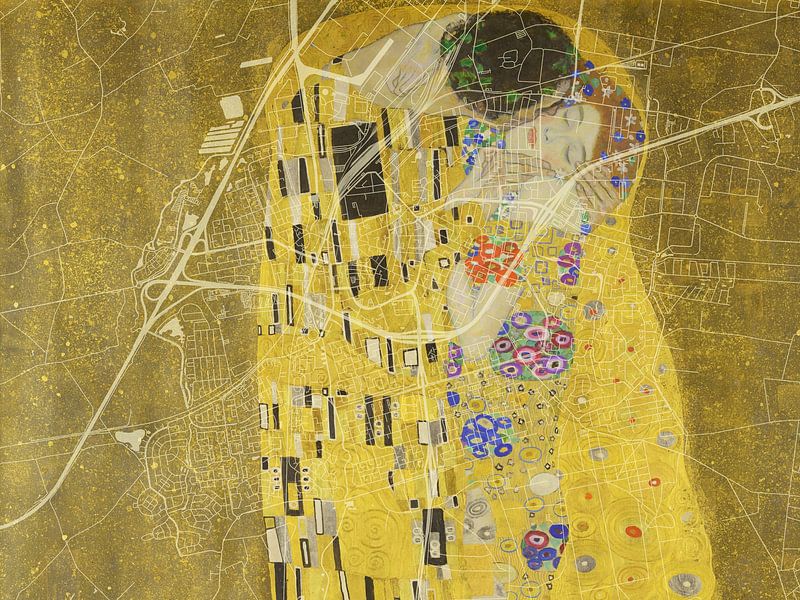 Map of Roosendaal with the Kiss by Gustav Klimt by De Kaartenwinkel