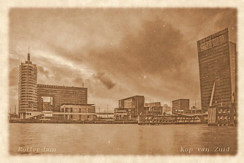 Carte postale d'époque: Kop van Zuid à Rotterdam par Frans Blok - des photos, de l'art et des autres décorations murales