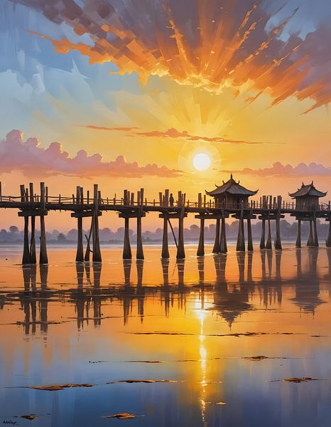 U-Bein-Brücke in Mandalay von Fukuro Creative