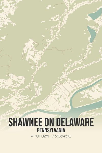 Alte Karte von Shawnee On Delaware (Pennsylvania), USA. von Ortsdrucke