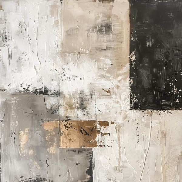 Abstrakte Geometrie in Schwarz, Beige und Goldakzenten von Color Square