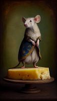 Souris avec un morceau de fromage