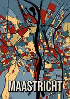 Maastricht: Colourful city map in vintage style - Poster for the wall