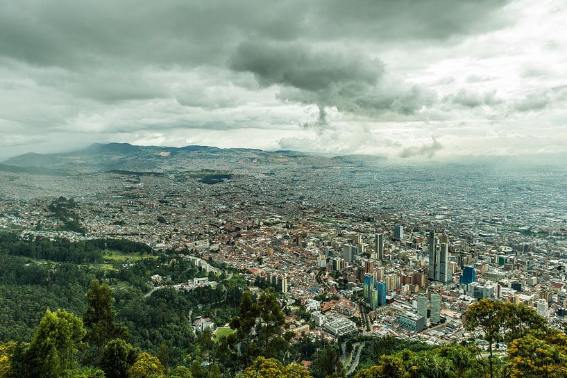 Monserrate left cityview of Bogota capital of Colombia by Thijs van Laarhoven