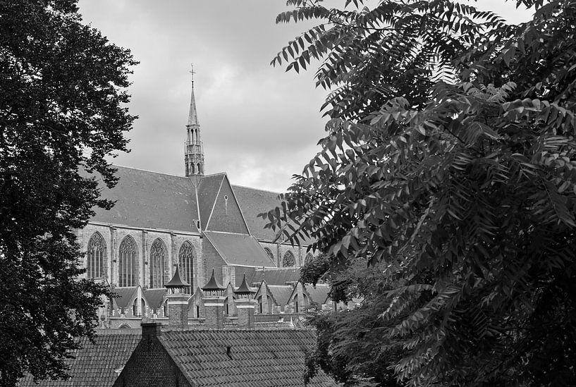 Hooglandse church in Leiden in black and white by Simone Meijer