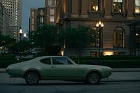 American vintage car in the streets of Boston