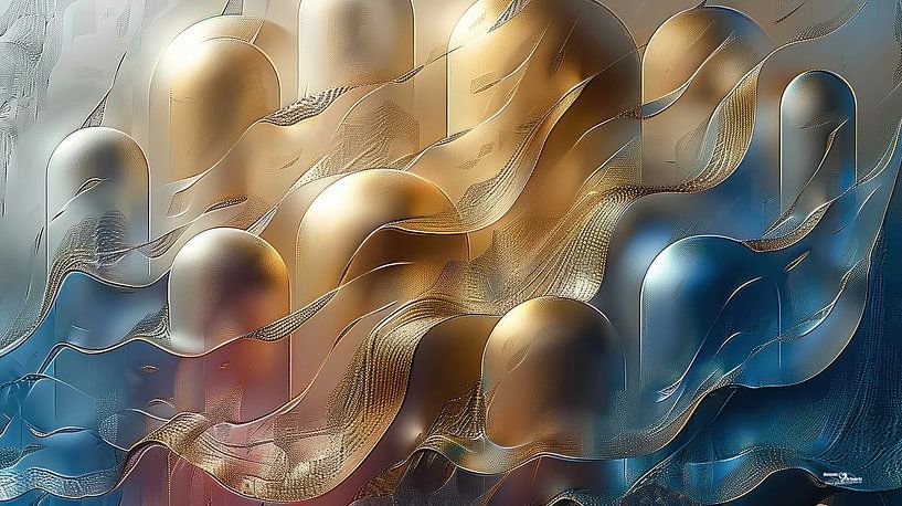 magical shapes in blue-gold-silver-pink by Gelissen Artworks