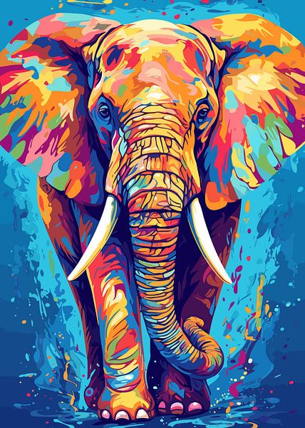 Elefant Tier Pop Art Farbe Stil von Mason Scott