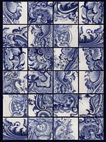 Delft blue, mix of fragments of tile tableau Rijksmuseum