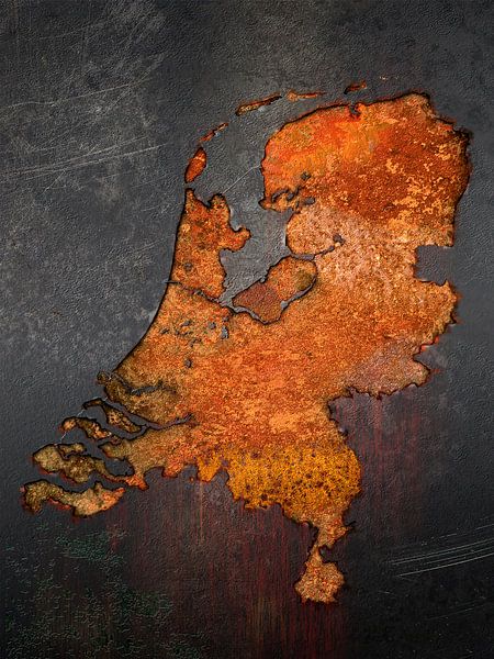 Rostkarte der Niederlande - Schwarz von Frans Blok - Fotos, Kunst und weitere Wanddekoration