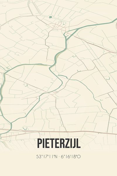 Vintage map of Pieterzijl (Groningen) by Prints of Place