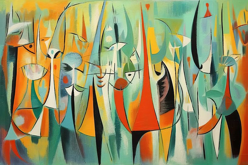 Malerei Buntes Abstraktes | Fröhliches Tier Durcheinander von ARTEO Gemälde