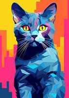 Katze Tier WPAP Pop Art Farbe Stil