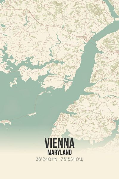 Alte Karte von Wien (Maryland), USA. von Ortsdrucke