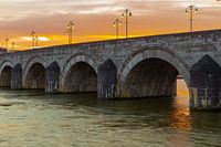 Beautifully coloured sunrise at the Sint Servaas bridge in Maastricht
