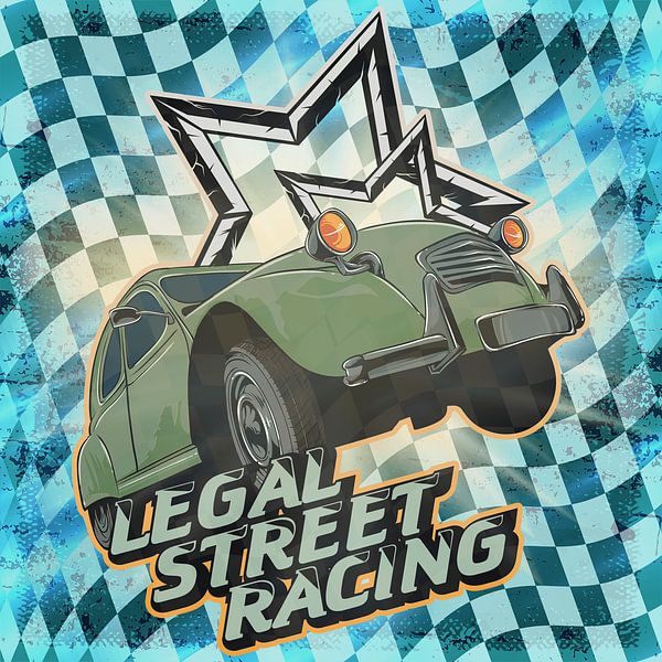Adrenaline en charme: Legal Street Racing Citroën 2CV canvas print | Adler &amp; Co. van ADLER & Co / Caj Kessler