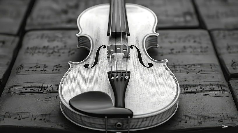Musikinstrument in Schwarz und Weiß von Gelissen Artworks