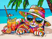 Katze genießt das Strandleben