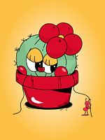 Cute Cartoon Cactus with Ant