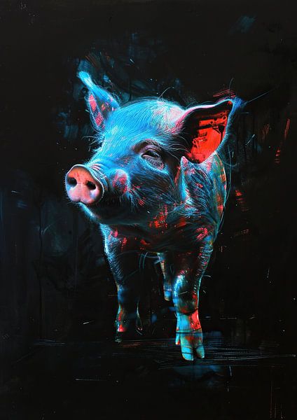 Malerei Neon Schwein von Kunst Laune