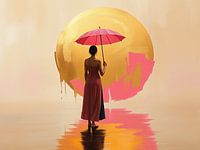 Frau schaut in die Sonne