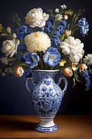 Blumenstrauß in delfterblauer Vase