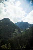 View mountains with clouds