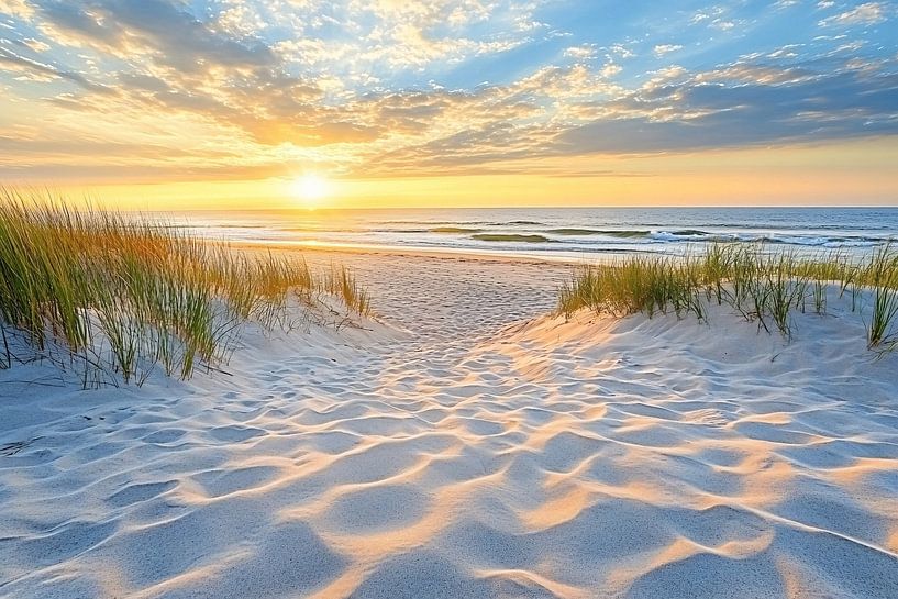 Plage au coucher du soleil avec dunes par Art & Soul Creations