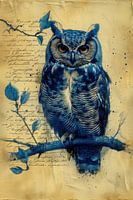 Drawing, Chinese ink, watercolour, owl -4
