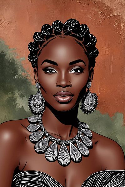 Stilvolles afrikanisches Frauenporträt von Art & Soul Creations