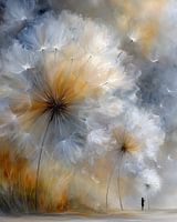 Droomachtige paardenbloem weide Fine Art Golden Hour muurkunst