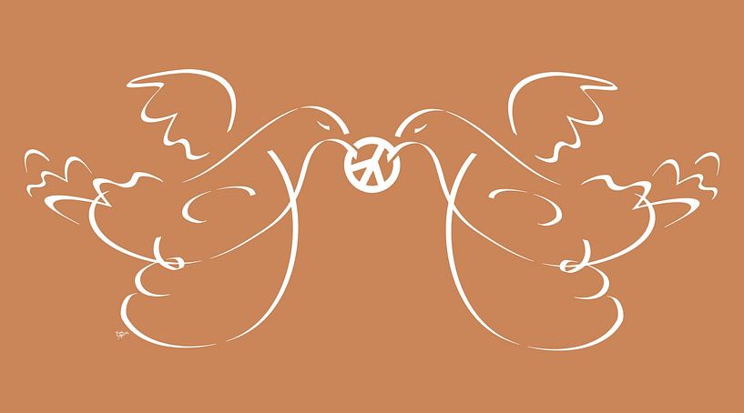 White doves of peace in sienna by ART Eva Maria