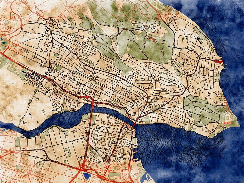 Karte von Konstanz im stil 'Serene Summer' von Maporia